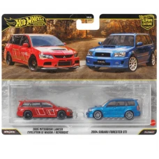 Hot Wheels | 2-Pack: 2005 Mitsubishi Lancer Evolution IX Wagon & 2004 Subaru Forester STi